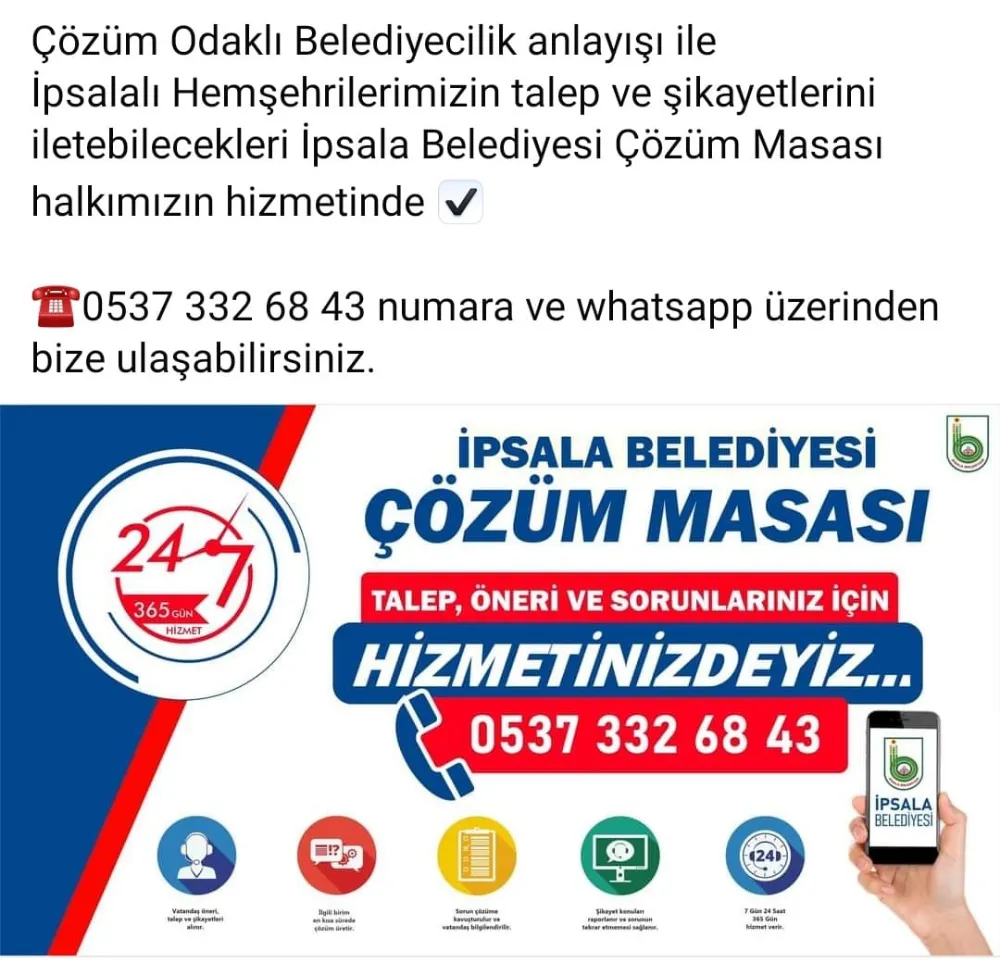 Belediye Whatsap İhbar Hattı Kurdu.