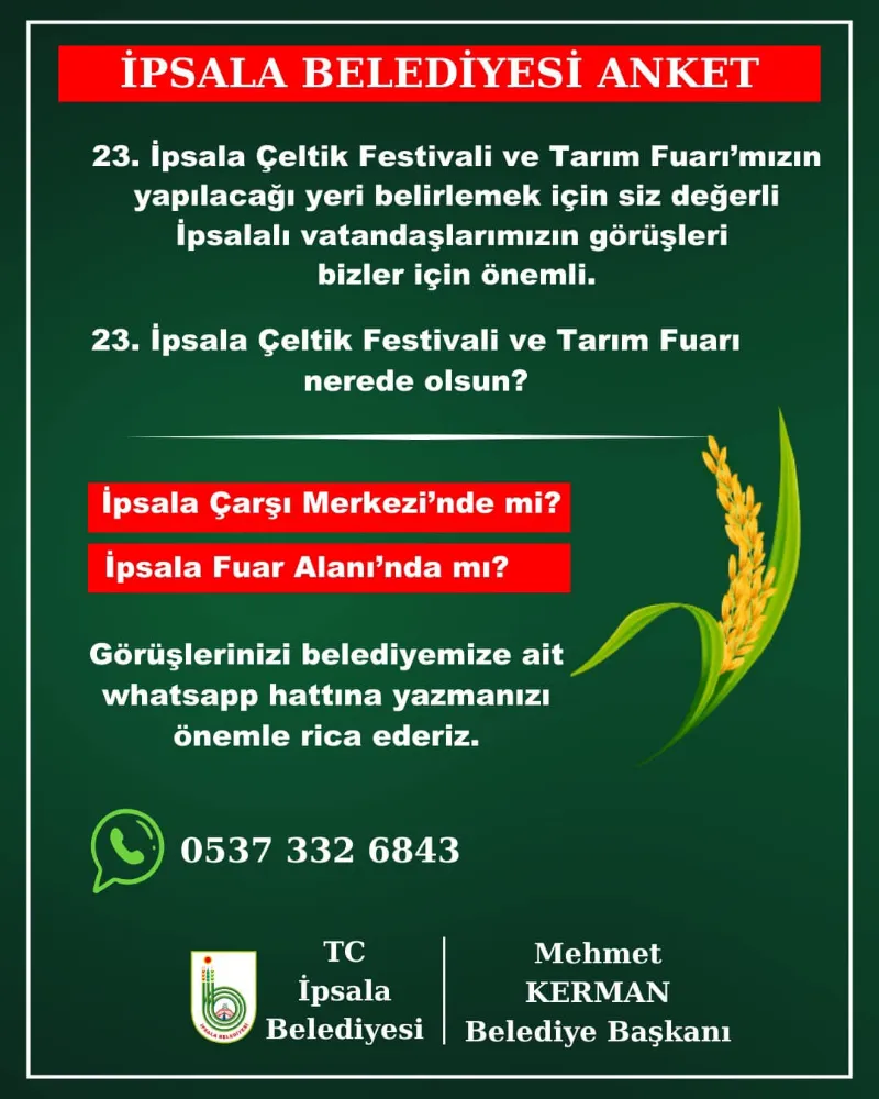 Belediye Festival Yerini Anketle Belirliyor.