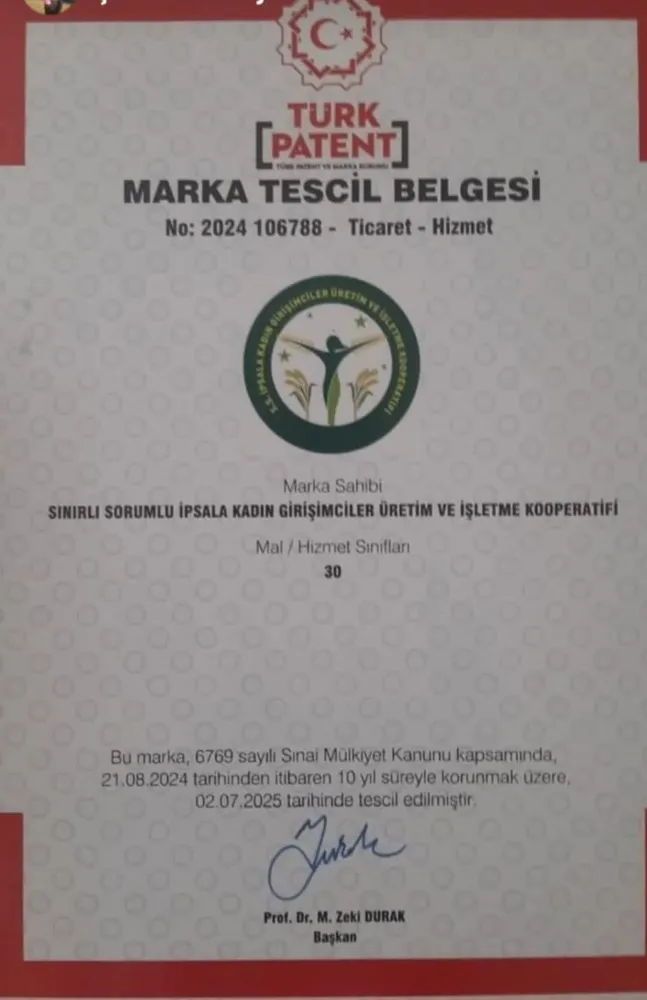 İpsala Kadın Girişimciler Kooperatifine Patent Gururu!