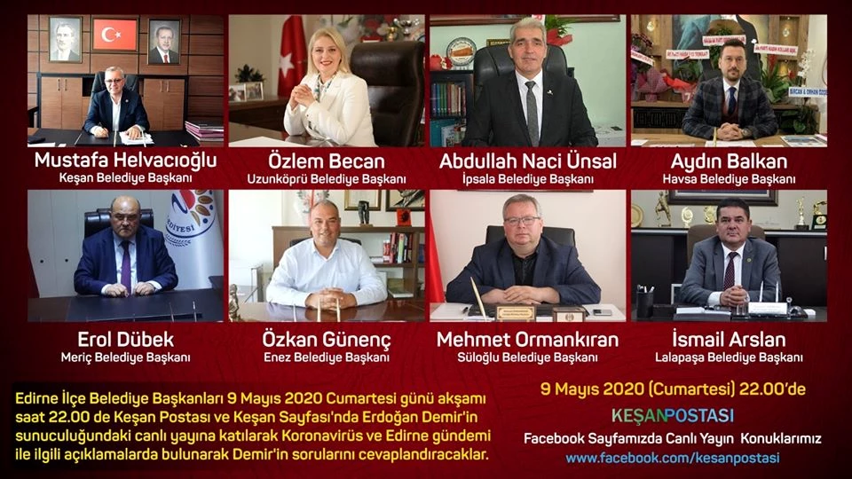 6 İlçe Belediye Başkanı Keşan Postası’nın canlı yayınına konuk oldu